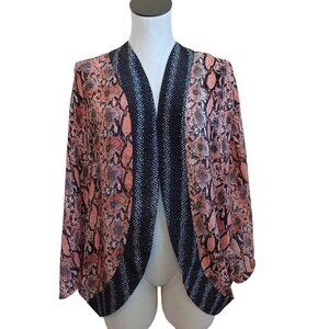 Tolani Kimono Topper Silk‎ Cocoon Cardigan Contrast Reptile Print Womens size OS